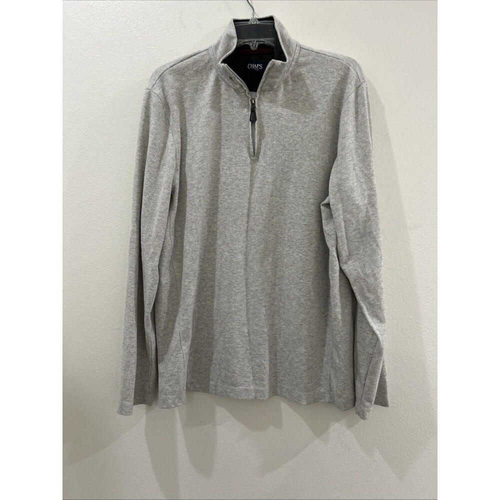 Chaps Mens Size Large Pullover Shirt Long Sleeve Half Zip Gray
